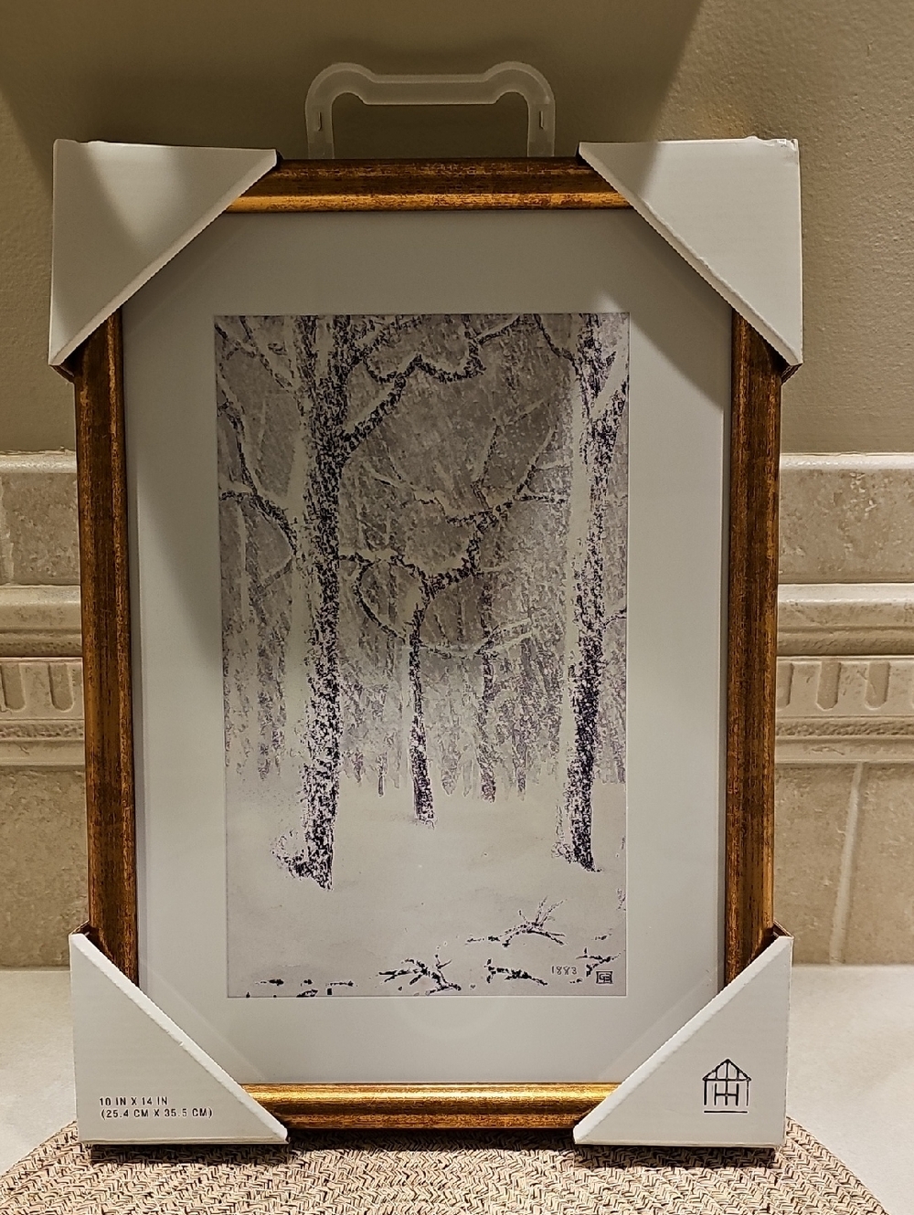 New Hearth & Hand Snowy Trees Gold Framed Wall Art 10"x14"